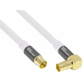 Good Connections GC-M2070 SmartFLEX TV-vinkelantennekabel - 30 m - IEC koaksialstik vinklet til hunstik - firefold skærmet 120dB 75 Ohm - forgyldte tilslutninger - hvid