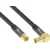 GoodConnections SAT-antennekabel SmartFLEX, vinklet IEC/koaksialstik til hunstik, forgyldt, firefold skærmet, 120 dB, sort, 10 m (GC-M2077)