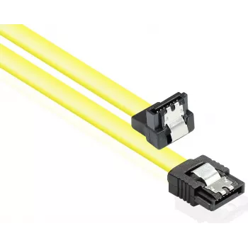 GoodConnections SATA 6 Gb/s-kabel med metalløsken, vinklet, 0,50 m, gul 5047-AW05Y