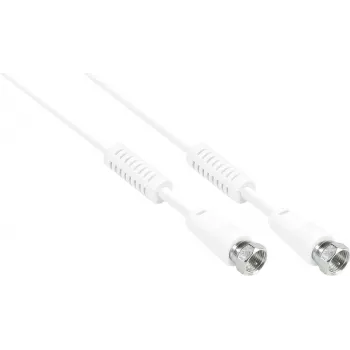 GoodConnections F-stik koaksialkabel F-stik til F-stik med ferritkerne, 100 % afskærmet, 1,5 m, hvid (S-FP15W)
