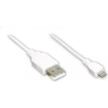 GoodConnections Alcasa USB 2.0 kabel, USB-A til Micro-USB B, 3 m, hvid 2510-MB03W