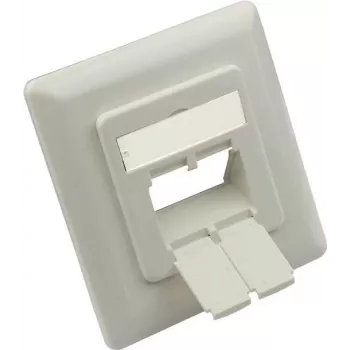 GoodConnections centerindsats 50x50mm med dækramme 80x80mm til netværksdåser, signalhvid RAL9003 (GC-N0155)
