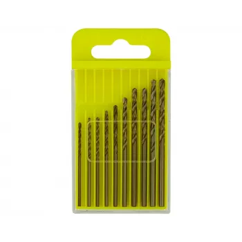 Donau Elektronik HSS-CO-225 HSS Cobalt Metal Twist Drill Bit Set, 10 Pieces, 1.3–2.5 mm, DIN 338, Cylindrical Shank