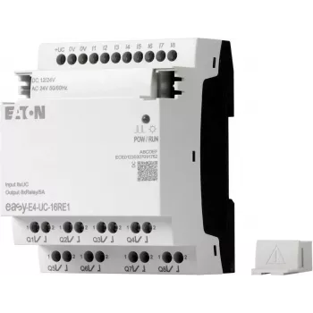Eaton EASY-E4-UC-16RE1 easyE4 styringsrelæ, 8 DI, 4 AI, 8 relæudgange, Ethernet, LCD, DIN-skinne