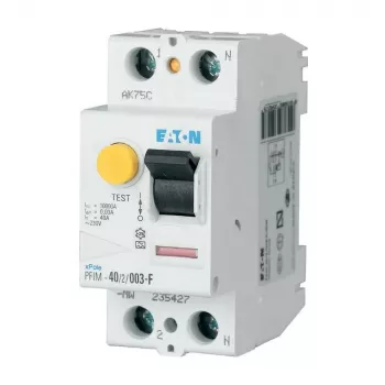 EATON PFIM-25/2/003-G/F type F fejlstrømsafbryder (RCCB), 2-polet, 25 A, 30 mA, G/F-karakteristik 187449