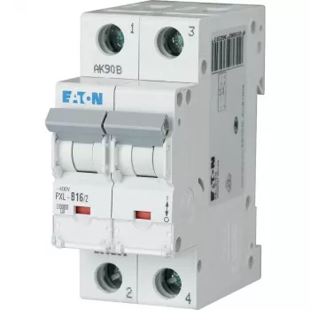 Eaton PXL-B16/2 ledningsbeskyttelsesafbryder, 16 A, 2-polet, type B, 10 kA, 230/400 V AC, DIN-skinne 236231