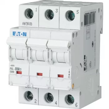 Eaton PXL-C50/3 automatsikring, 3-polet, C-karakteristik, 50 A, 400 V AC, 10 kA, DIN-skinne 236431