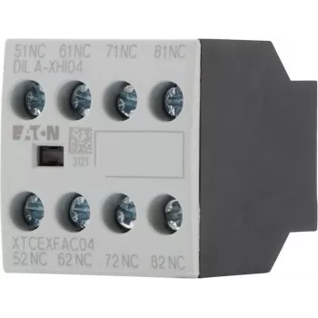 Eaton DILA-XHI04 hjælpekontaktblok, 4-polet, 2NO+2NC, frontmontering, skrueklemmer, sort/hvid 276424