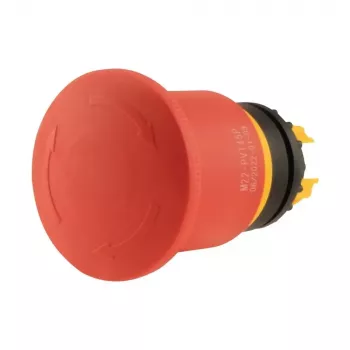 Eaton M22-PVT45P nødstop-trykknap, svampehoved, 45 mm, rød trykknap, gul blænde, trækudløsning 121462