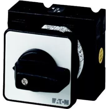Eaton T3-4-8902/E knastafbryder, 4-polet, 32A, 690V, frontmontering, IP65, sort greb, sølvfarvet metallisk frontplade 215222