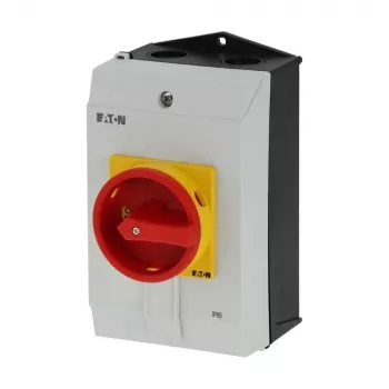 Eaton P1-40/I2H/SVB TÆND-SLUK-kontakt med nødstopkontakt, låsbar, 40 A, 690 V, 1 x 90°, grå/sort/rød/gul 199922