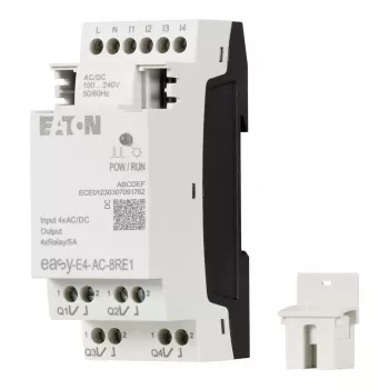 Eaton easyE4 PLC I/O-udvidelsesmodul, 4 digitale indgange, 4 relæudgange EASY-E4-AC-8RE1