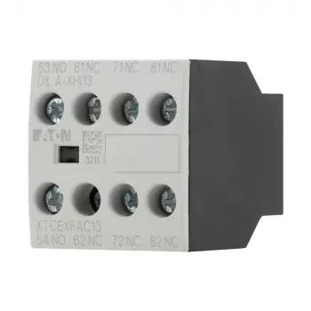Eaton DILA-XHI13 hjælpekontaktblok, 4-polet, 1NO+3NC, skrueklemmer, frontmontage, til DILM7-DILM38 kontakter, sort/hvid 276425
