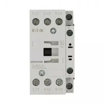 Eaton DILM25-10 24V 50Hz 3-polet effektkontaktor, 25 A AC-3, 11 kW, 1 NO hjælpekontakt, skrueklemmer, DIN-skinne-montering, IP00 277119