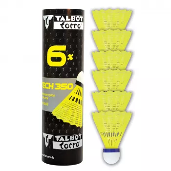 TALBOT TORRO Tech 350 nylon badmintonfjerbold, mellem hastighed, gul/blå 479103