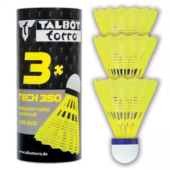 TALBOT torro Tech 350 nylon badmintonfjerbold, mellem hastighed, gul/blå, 1 stk. 479113