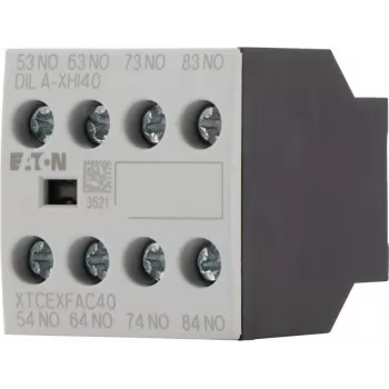 Eaton DILA-XHI40 hjælpekontaktblok, 4 NO, frontmontage, skrueklemmer, sort/hvid 276428