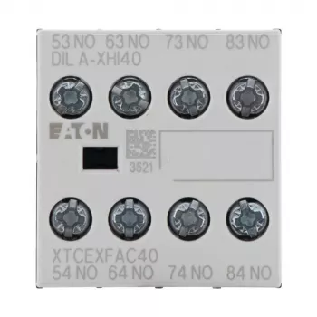 Eaton DILA-XHI40 hjælpekontaktblok, 4 NO, frontmontage, skrueklemmer, sort/hvid 276428