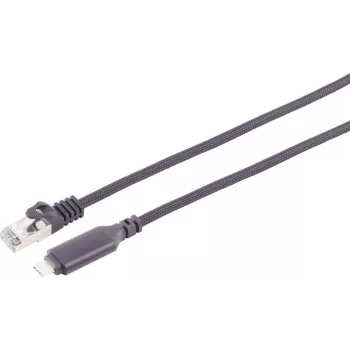 S CONN MAXIMUM CONNECTIVITY USB-C til RJ45 Gigabit Ethernet-adapterkabel, 7,5 m, aluminium, sort 14-51065