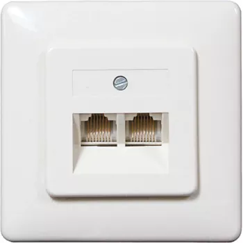 SHIVERPEAKS ISDN-vægdåse, 2 x RJ45-bøsning, indbygning, afbrydelig afslutningsmodstand, hvid 69989