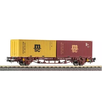 PIKO 27750 containertransportvogn DC, DB AG, epoke VI, Sgns 80', 2x 40ft container, H0