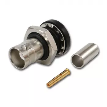 Telegärtner BNC-kabelbøsning crimp G01 50 ohm, crimp/crimp, isoleret flange, A1305, Z04, G01 (RG-58 C/U) - 5 stk.