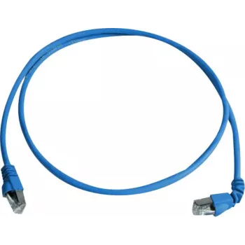 Telegärtner Cat 6A S/FTP patchkabel, PiMF, blå, 2,0 m, en ende vinklet L00001A0159