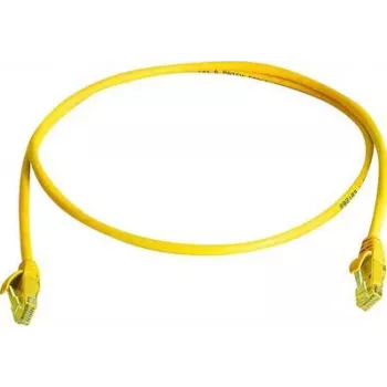 Telegärtner 100008205 RJ45-patchkabel, CAT 5e, 1,0 m, flammehæmmende, med knækbeskyttelse, gul
