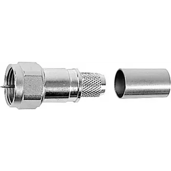 Telegärtner F-stik, lige, 75 ohm, crimp/skru, forniklet messing, til RG59/RG6 J01600A0009