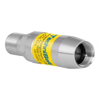 TechniSat USS1 0000/3122 koaksial overspændingsbeskyttelse, F-stik til F-bøsning, sølv/gul