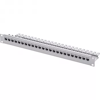 Telegärtner 24-port Cat.6 UTP patchpanel, 1U 19 inch rackmonterbart, lysegrå RAL 7035