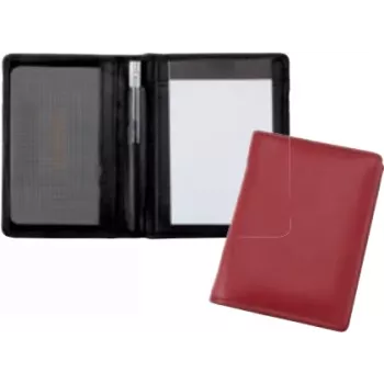 JÜSCHA Alassio Leather Notepad Case with Business Card Mesh Pocket, DIN A8, Black 43065