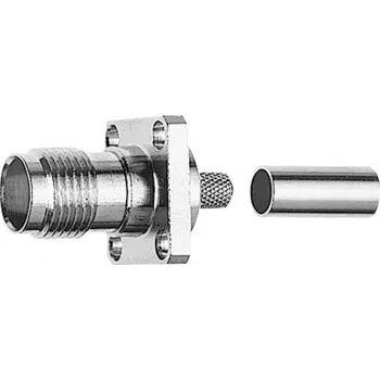 Telegärtner TNC-hunstik flange-montering 50 ohm crimp/crimp til RG-58 C/U, nikkel/guld, 1 stk. J01011A0045