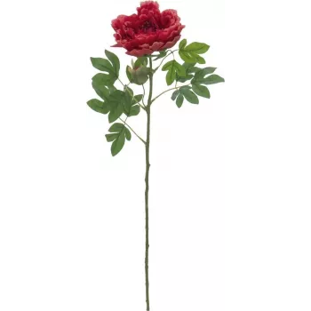 EUROPALMS Classic Peony Branch Artificial Plant, Magenta, 80cm 82530211