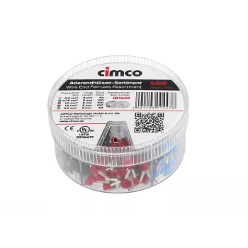 Cimco 187601 endehylse-sortiment, delvist isoleret, 1250 stk., DIN 46228-4