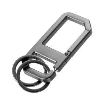 TROIKA ALVAR NERO nøglering med karabinhage, gunmetal/sort (KR26-05/GM)