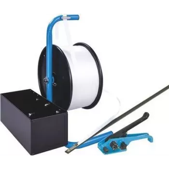 Banholzer & Wenz polyester-stripsæt, mobil dispenser, 19 mm x 600 m, med 1000 trådlukninger 17066
