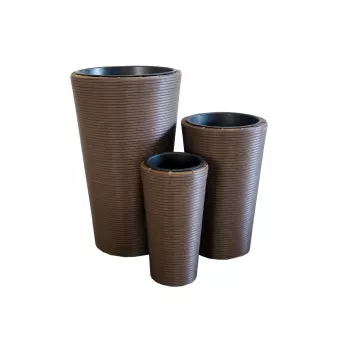 EUROPALMS India Decorative Pot Set, 3 Sizes, Grey Stone Look, Indoor/Outdoor 83011268