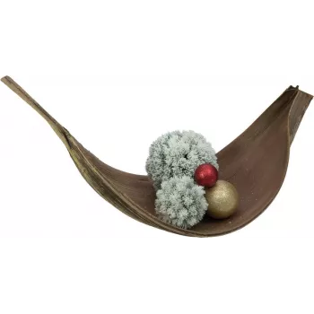 EUROPALMS Flocked Pine Ball Decoration, 15 cm, Green with White Snow Finish 83500303