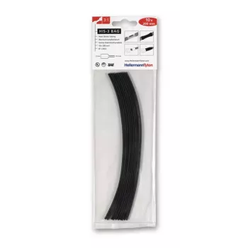 HellermannTyton HIS-3-BAG-1.5/0.5 varmekrympeslange 3:1, sort, 1,5 mm til 0,5 mm, 20 cm, 10 stk. 308-30151