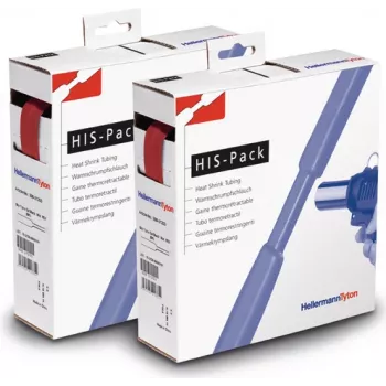 HellermannTyton HIS-PACK-19,1/9,5-RD varmekrympeslange, 2:1, rød, 19,1 mm udvidet, 9,5 mm tilbagetrukket, 5 m længde, dispenseræske