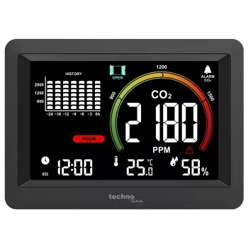 Technoline WL1028 CO2-monitor luftkvalitetsmonitor med alarm sort
