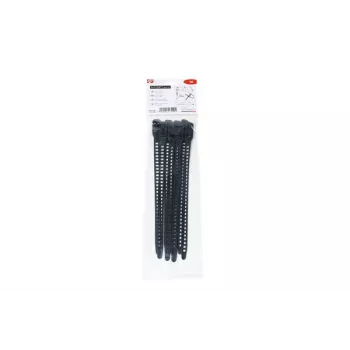 HellermannTyton SOFTFIX® genanvendeligt kabelbånd 260 mm x 11 mm, sort, 8-pak 115-11270