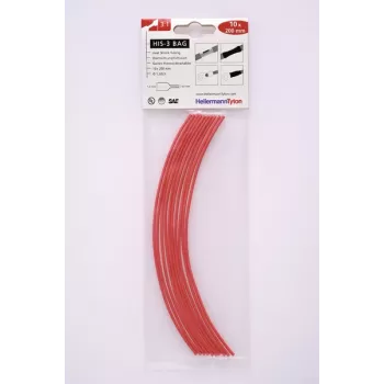 HellermannTyton HIS-3-BAG Heat Shrink Tubing 3:1 1.5 mm to 0.5 mm Red 10 pcs
