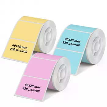 Olympia 6323 Universal Direct Thermal Labels, 40 x 30 mm, Paper, Multicolor (Pink, Blue, Yellow), 3 Rolls