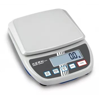 KERN EMS 12K0.1 præcisionsvægt, 12 kg x 0,1 g, rustfri stålplatform, RS-232, net-/batteridrift