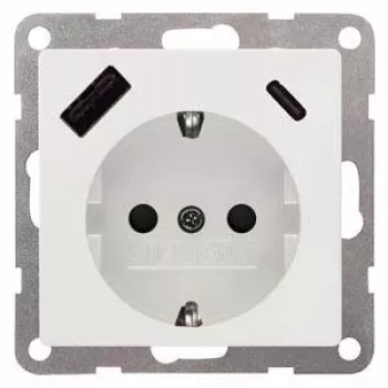 Siemens USB-stikdåse 5UB19701TW01 – 2x USB-A, titaniumhvid