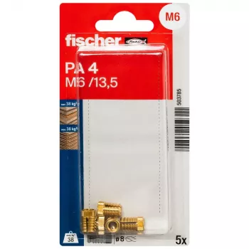 Fischer PA 4 M6/13,5 K NV messingdyvel, 1 sæt (503785)