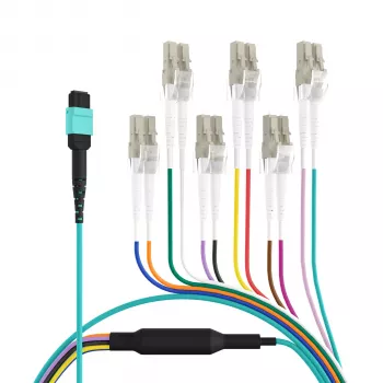 EFB MTP til LC 12-fiber OM3 LSZH aqua fan-out-patchkabel, 7,5 m MTPF12LCOM3-7,5
