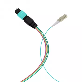 MPO-PLUS (M) til LC fanout-kabel OM3 12 fibre type B LSZH aqua 0,4 m MPOM12LCOM3-0,4